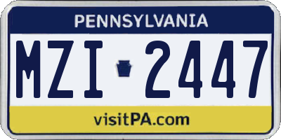 PA license plate MZI2447