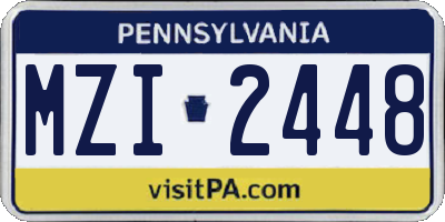 PA license plate MZI2448