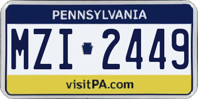 PA license plate MZI2449