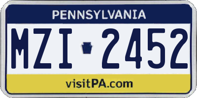 PA license plate MZI2452