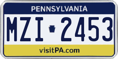 PA license plate MZI2453