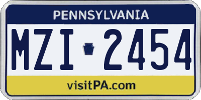 PA license plate MZI2454