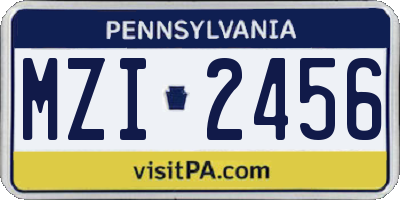 PA license plate MZI2456