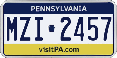 PA license plate MZI2457