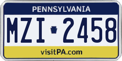 PA license plate MZI2458