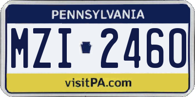 PA license plate MZI2460