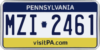 PA license plate MZI2461