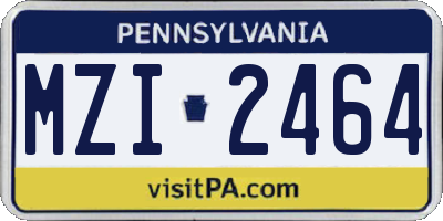 PA license plate MZI2464
