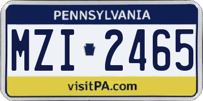 PA license plate MZI2465