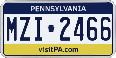 PA license plate MZI2466