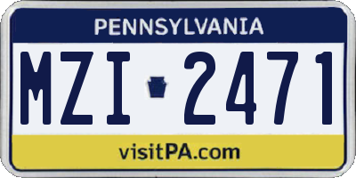 PA license plate MZI2471