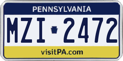 PA license plate MZI2472