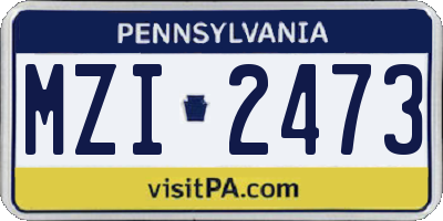 PA license plate MZI2473