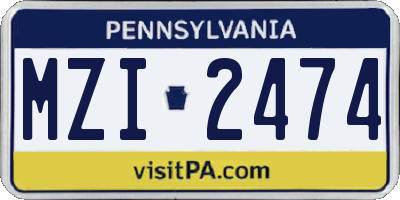 PA license plate MZI2474