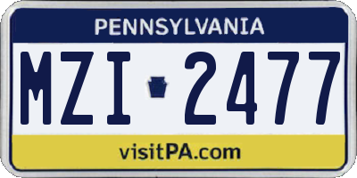 PA license plate MZI2477