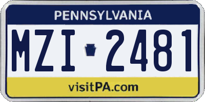 PA license plate MZI2481