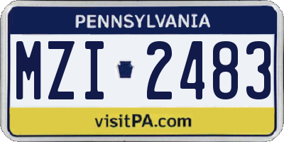 PA license plate MZI2483