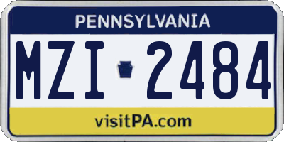 PA license plate MZI2484