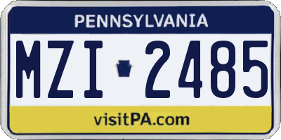 PA license plate MZI2485