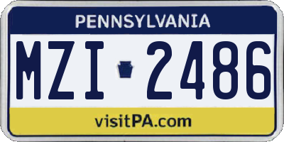 PA license plate MZI2486