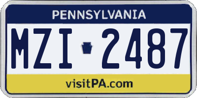 PA license plate MZI2487