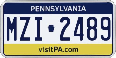PA license plate MZI2489