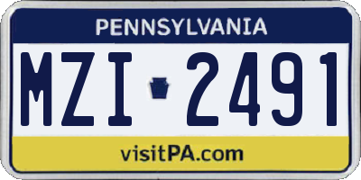 PA license plate MZI2491