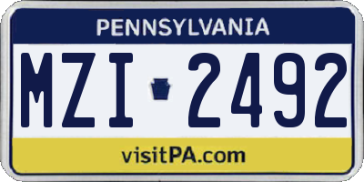PA license plate MZI2492