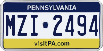 PA license plate MZI2494