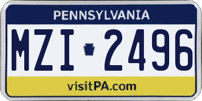 PA license plate MZI2496