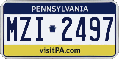 PA license plate MZI2497