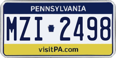 PA license plate MZI2498