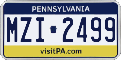 PA license plate MZI2499