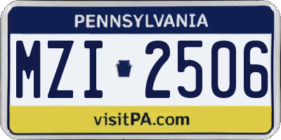 PA license plate MZI2506