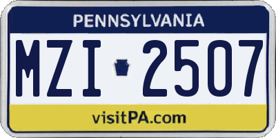 PA license plate MZI2507