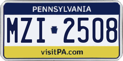 PA license plate MZI2508