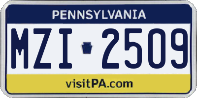 PA license plate MZI2509