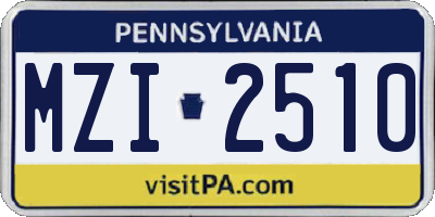 PA license plate MZI2510
