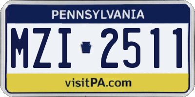 PA license plate MZI2511