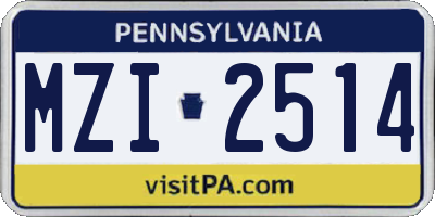 PA license plate MZI2514