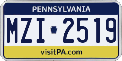 PA license plate MZI2519