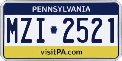 PA license plate MZI2521
