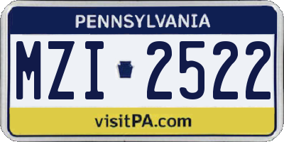 PA license plate MZI2522