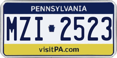 PA license plate MZI2523