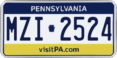 PA license plate MZI2524