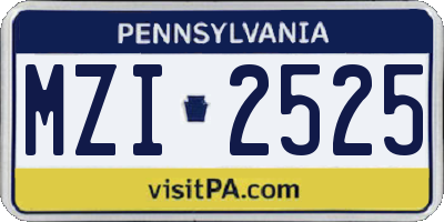 PA license plate MZI2525