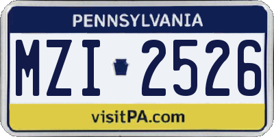 PA license plate MZI2526