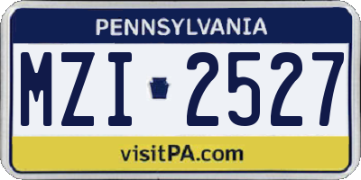 PA license plate MZI2527