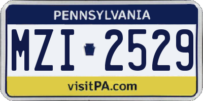PA license plate MZI2529