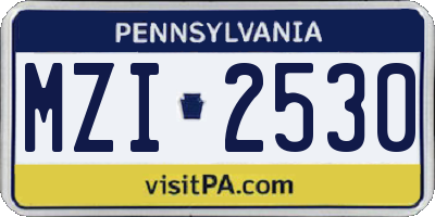 PA license plate MZI2530